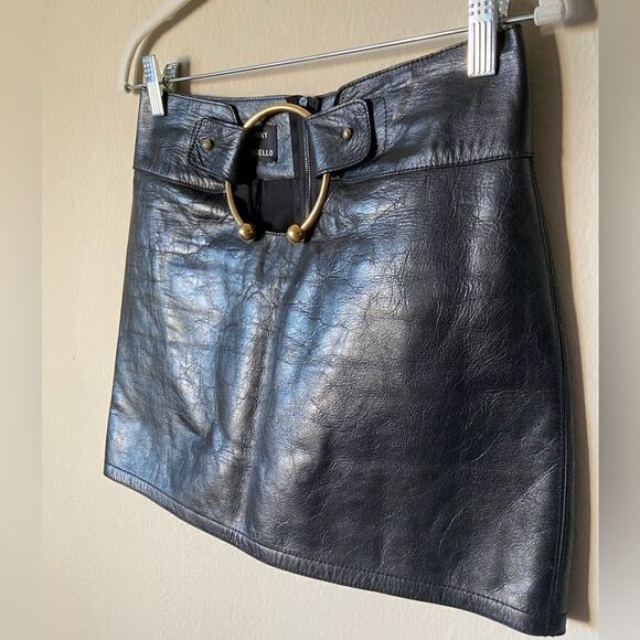 Iconic Anthony Vaccarello Genuine Leather Mini Black Skirt Ring Size 0 - Picture 12 of 17